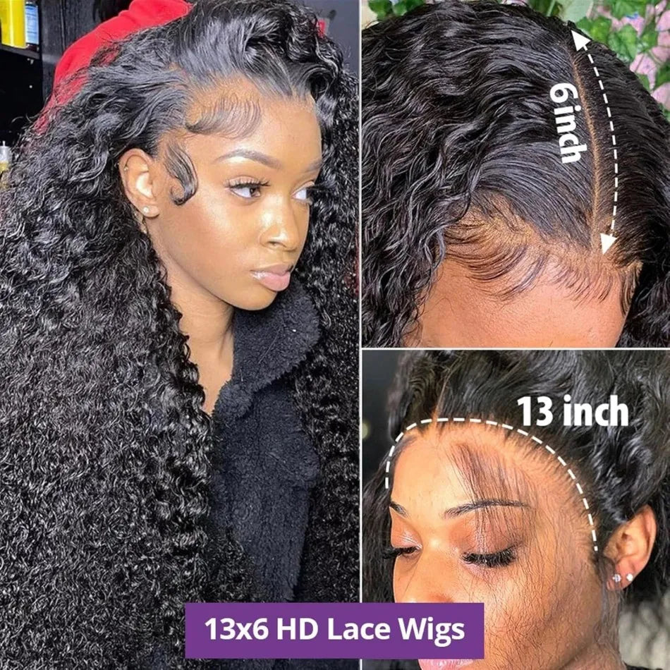 40 Inch Deep Wave Human Hair Wig 13X6 Hd Lace Frontal Wig 250 Density Preplucked Brazilian Hair Water Wave Curly Lace Front Wig