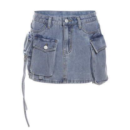 Cotton Fashion Personalized Multi-pocket Slim Fit Skirt