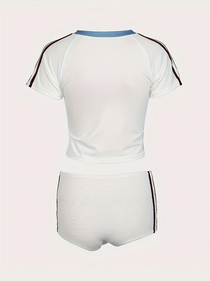 RAW Y2K Athletic Street-Style Solid Color Slim Fit Shorts Sets