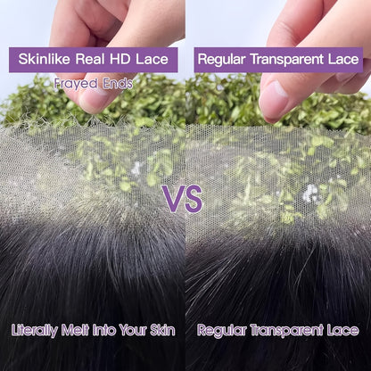 TIMOPOL Full 13X4 HD Lace Frontal Wigs Straight Virgin Human Hair Lace Frontal Wigs 200% Invisible 0.1Mm Ultra-Thin Frayed Ends Lace Front Wig Pre Plucked Tiny Knots