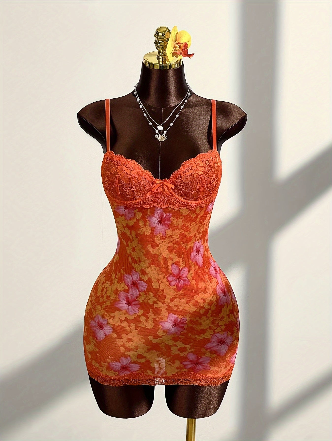 Sexy Lace Print Sheer Bow Butt Skirt, Targeted Development