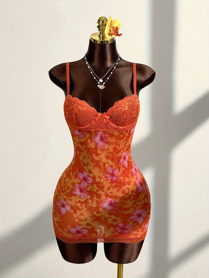 Sexy Lace Print Sheer Bow Butt Skirt, Targeted Development