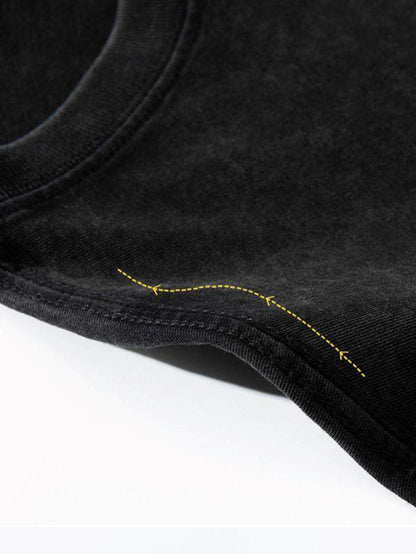 230G Men's Washed Vintage Sleeveless Shirt, Made from Washed Material,Y2K Trendy Streetwear Item