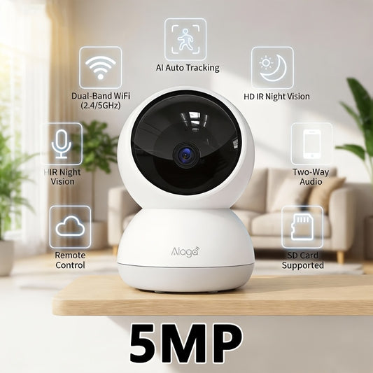 3K Indoor Security Camera, 5G & 2.4G Wifi, 360° Pan/Tilt, Human/Pet/Motion AI, Night Vision, 2-Way Audio, Indoor Camera with Phone App, Works with Alexa Assistant