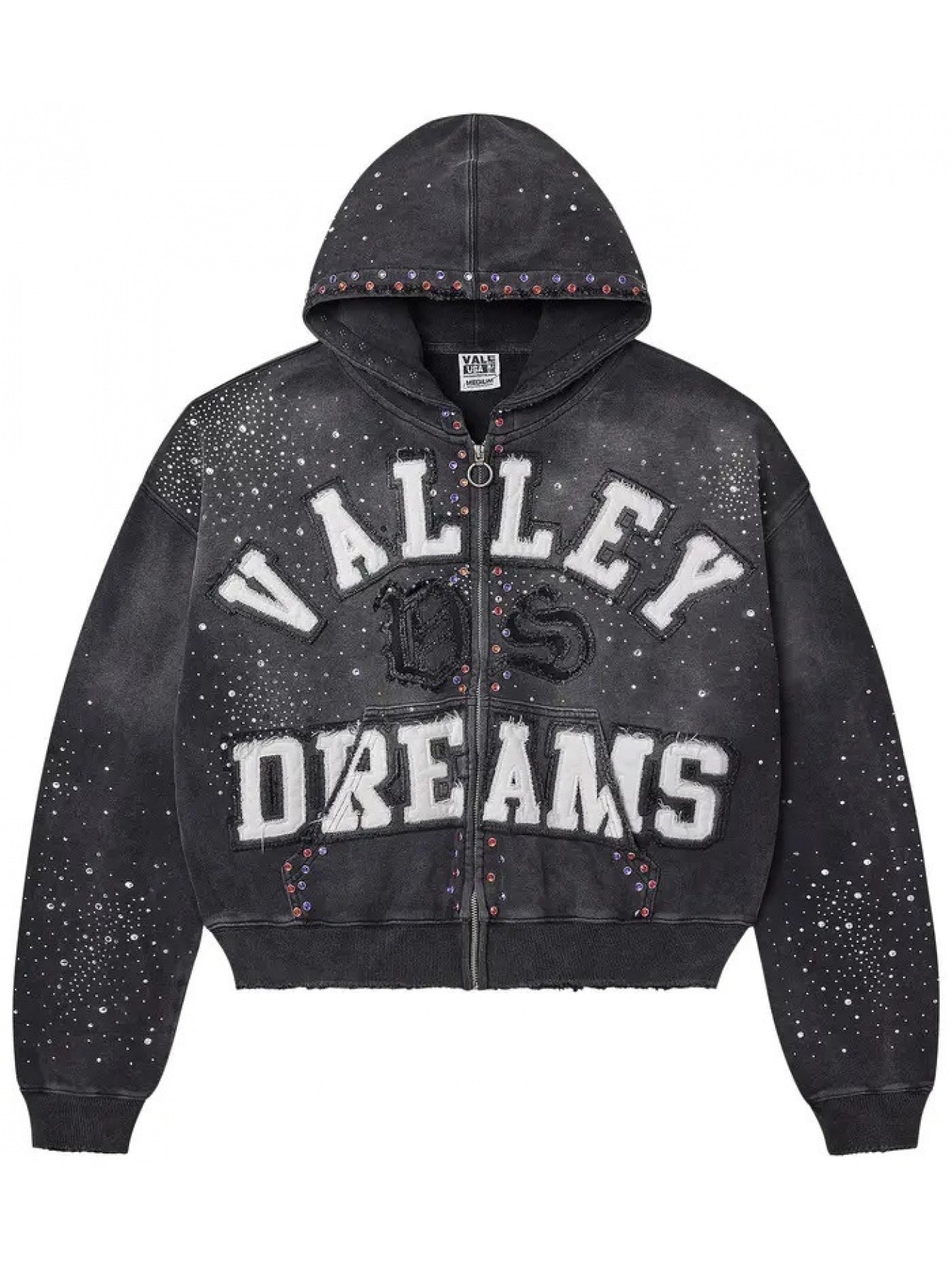 RAW Valley of Dreams Rhinestone Washed Zip-Up Hoodie