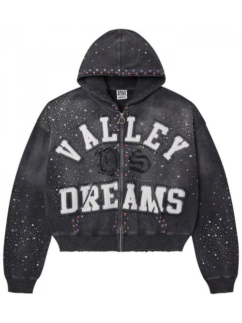 RAW Valley of Dreams Rhinestone Washed Zip-Up Hoodie