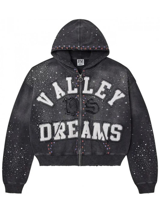 RAW Valley of Dreams Rhinestone Washed Zip-Up Hoodie