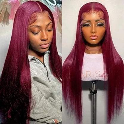 Burgundy 13x6 Hd Lace Frontal 99J Colored Red Wigs 30 Inch 13x4 Lace Front Pre Plucked 200 Density Human Hair Brazilian Wigs