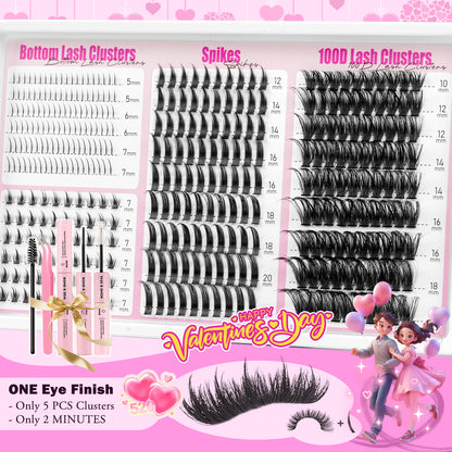 4-in-1 Mixed Individual Lashes 360pcs C Curl Cluster Lashes Kit With Bottom, Spikes And 100D Wispy Volume With Glue And 2 Tweezers Reusable Lash Clusters For Daily Makeup And Party Glam Beginner Friendly