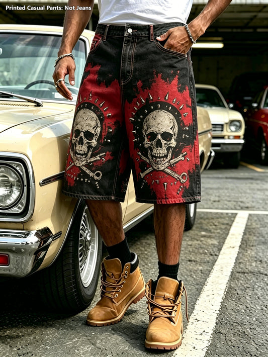Men'S American Hip-Hop Street Black And Red Skeleton