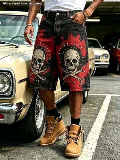 Men'S American Hip-Hop Street Black And Red Skeleton
