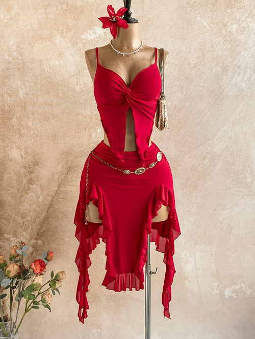 2pcs Women'S Vacation Sexy Twisted Cover-Up