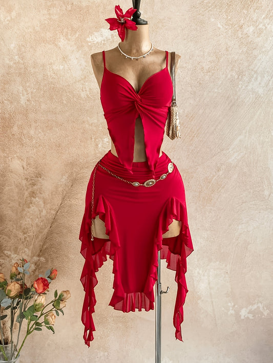 2pcs Women'S Vacation Sexy Twisted Cover-Up