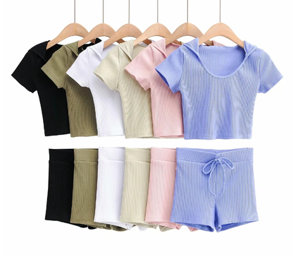 2020 Fashionable Cropped Sweater and Pants Set