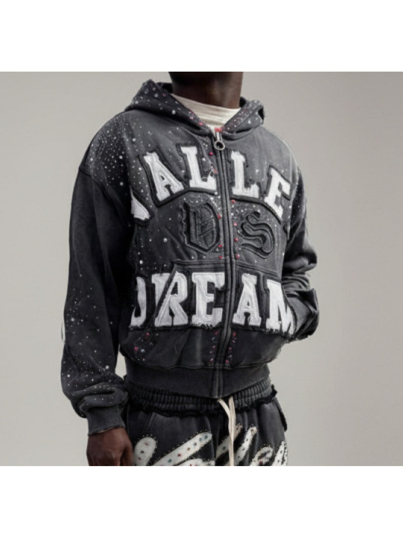 RAW Valley of Dreams Rhinestone Washed Zip-Up Hoodie
