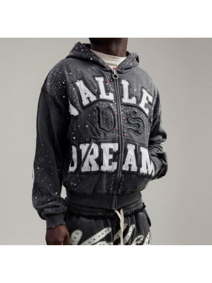 RAW Valley of Dreams Rhinestone Washed Zip-Up Hoodie