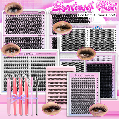 168/200/240/276/708/800pcs Lash Cluster Extensions, Fluffy Lash Clusters Kit, Mixed Length Individual Cluster Eyelash Extensions, Multiple Lash Styles for Daily & Makeup Looks, High-Capacity Lash Kit, Soft Fiber Lashes, Easy-To-Apply