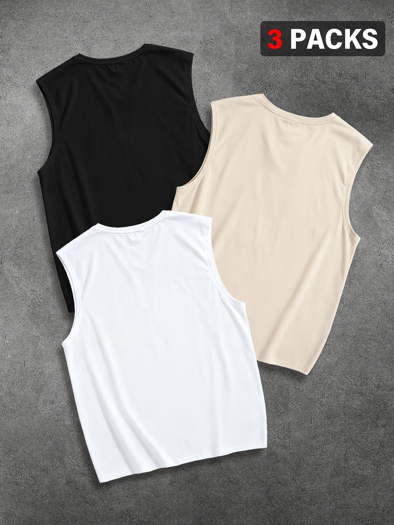 Men'S Summer Casual Fitness Sports Vest 3pcs Set, Suitable for Gym, Running, And Marathon Wear