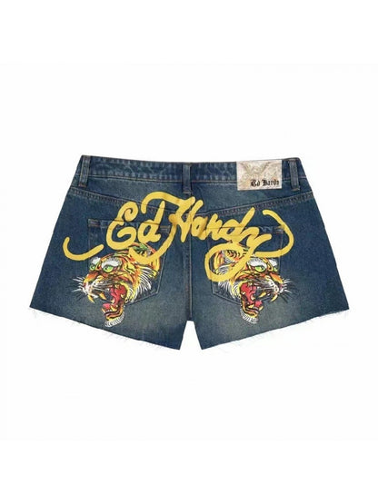 Women's Pants Leopard Print Retro Low-Rise Y2k Ed HARDY