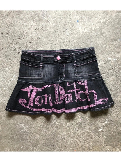 Y2K Low Rise Denim Mini Skirt Von Dutch