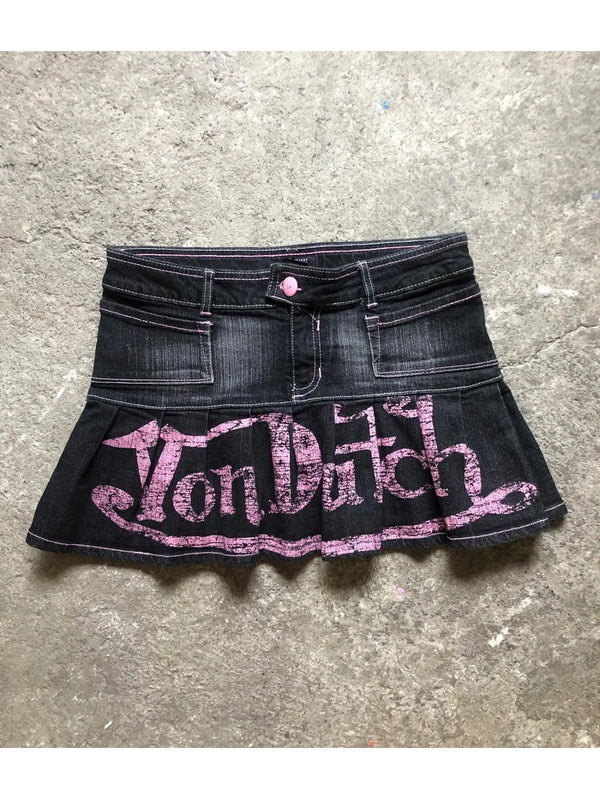 Y2K Low Rise Denim Mini Skirt Von Dutch