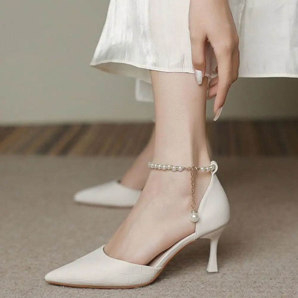 Anklets High Heels Decorations High Heel Ankle Chain Women Shoelaces High Heels Chain Pearl Heels Band High-heeled Shoes Straps
