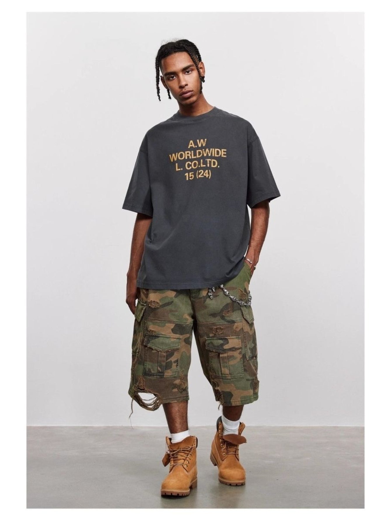 Men's American Vintage Camouflage Distressed