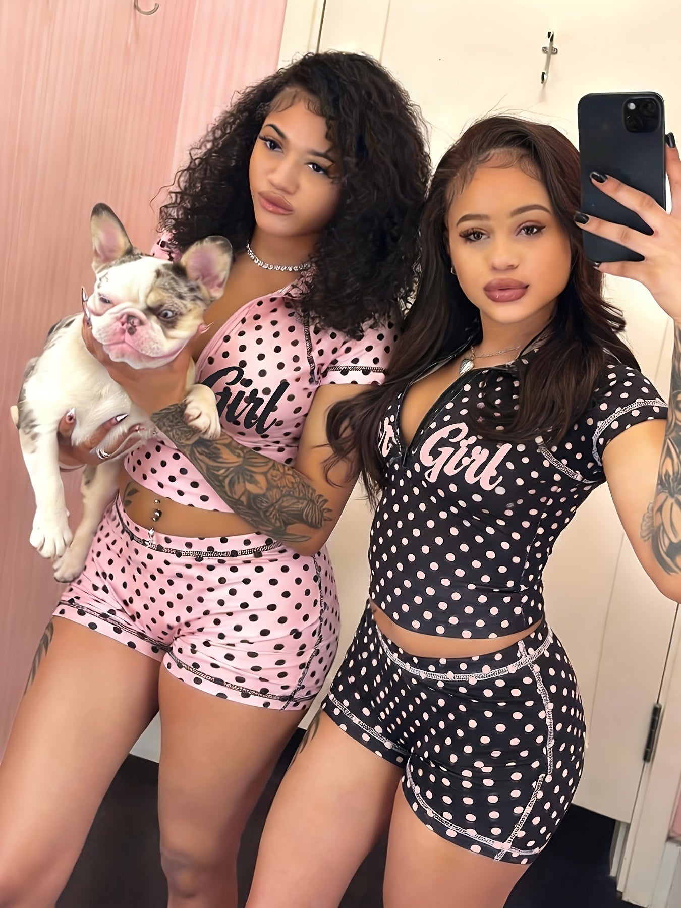 2026 Summer Polka Dot Half Zip Pullover Crop Top And Low Y2K