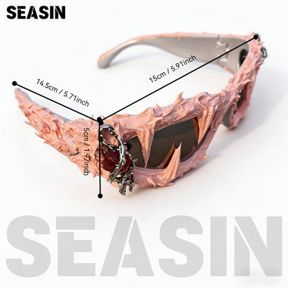 Sapphire Thorn-Decorated Glasses, Couple's Gift, Handcrafted Fashion Eyewear for Daily Wear and Parties. Handmade Product; Slight Variations in Details May Occur. Please Consider Carefully Before Purchasing If This Is a Concern