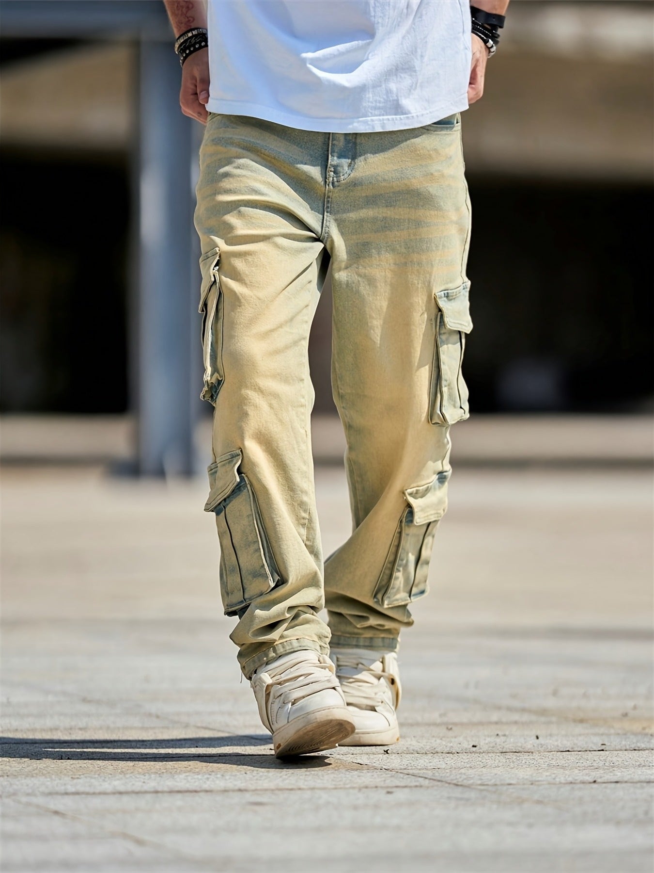Men's Retro Micro Flared Jeans, with Multiple Pockets