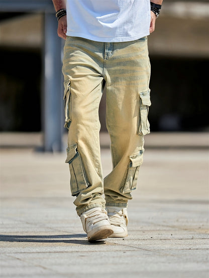 Men's Retro Micro Flared Jeans, with Multiple Pockets