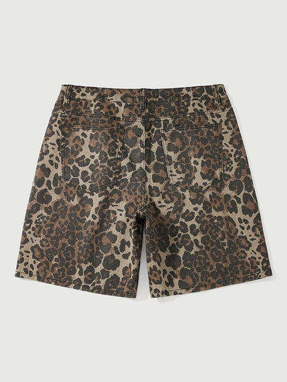 2026 Summer New Leopard Print Faux Denim Style RAW