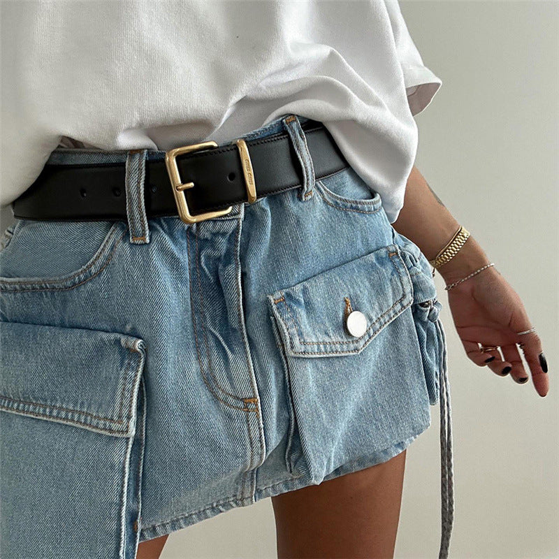 Cotton Fashion Personalized Multi-pocket Slim Fit Skirt