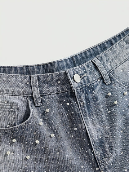 Full Diamond And Pearl Decoration, Streetwear Style, Y2K Retro